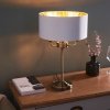 Lampka stołowa nocna abażurowa biało-mosiężna okrągła minimalistyczna klasyczna HIGHCLERE 98932 ENDON 